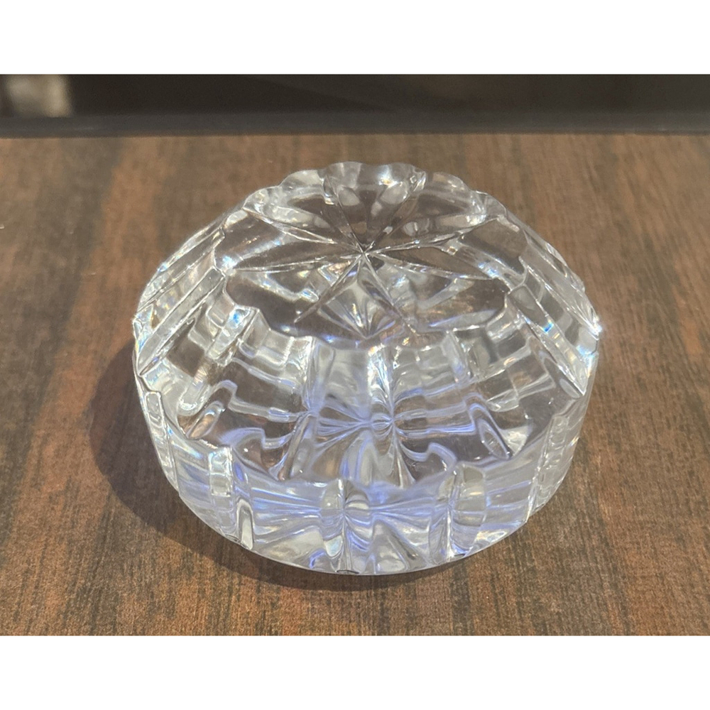 Waterford Crystal Large Round paperweight with star on top signed Waterford...